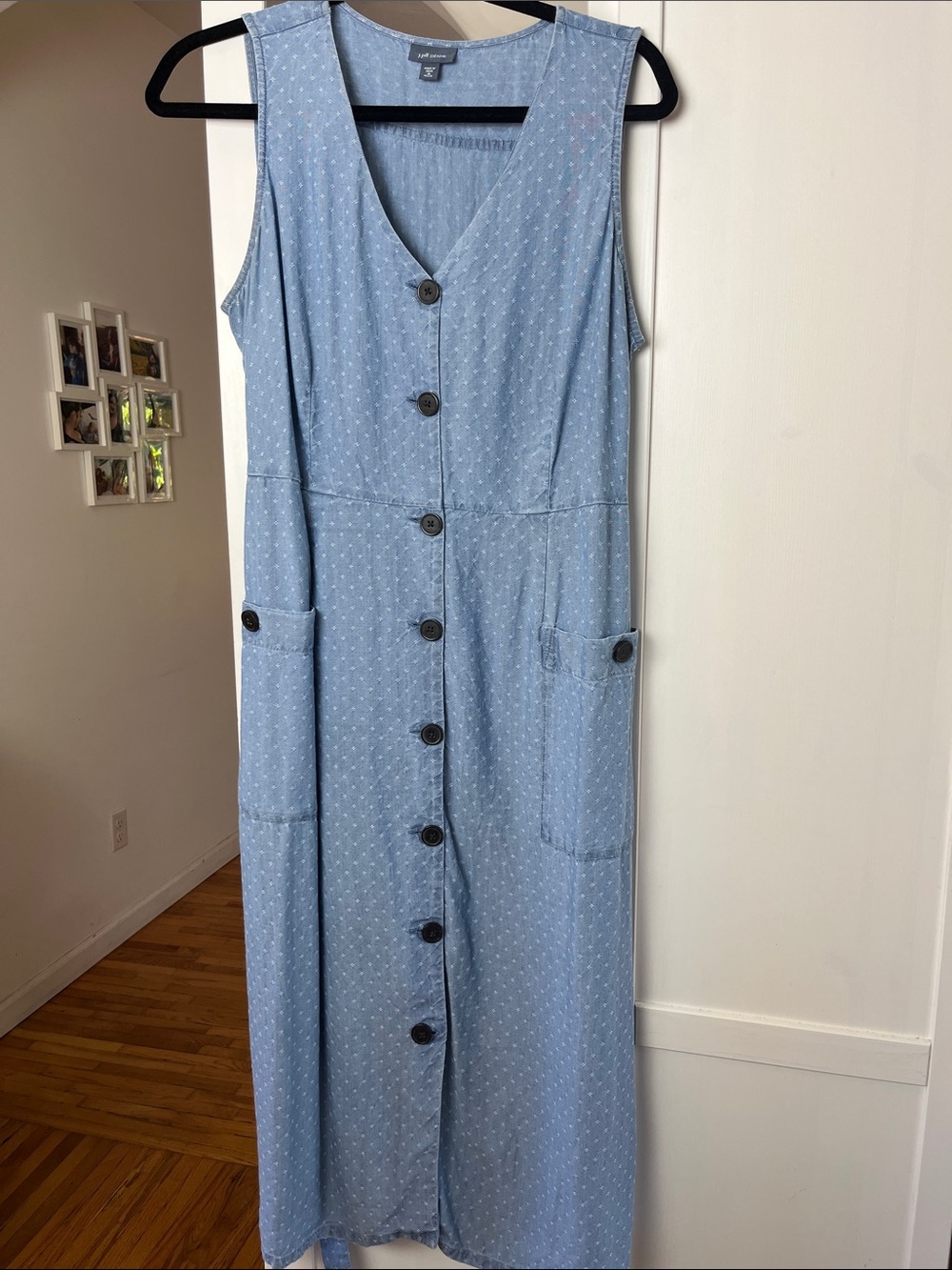 J. Jill Pale Blue Sleeveless Button-Front Midi Dress